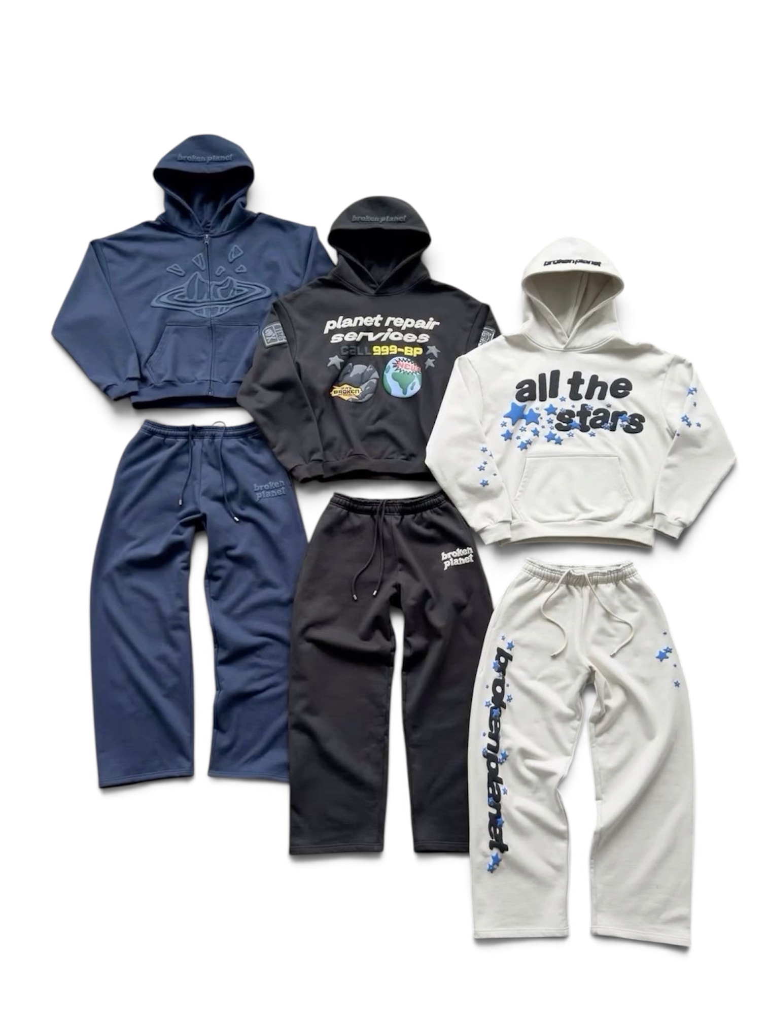 Broken Planet graphic tracksuits in assorted colors